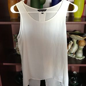 Express white tank with open back